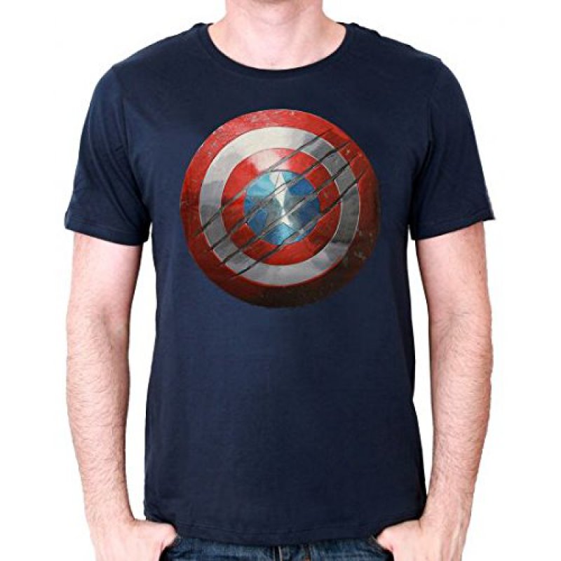 Visuel 1 : Tee Shirt - Captain America : Bouclier griff (Bleu marine) - Homme - Marvel